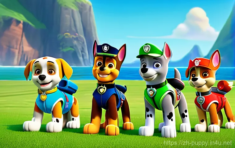 퍼피구조대 캐릭터 개발 과정 - A heartwarming, close-up portrait of Ryder, the 10-year-old human leader of the Paw Patrol, sharing ...